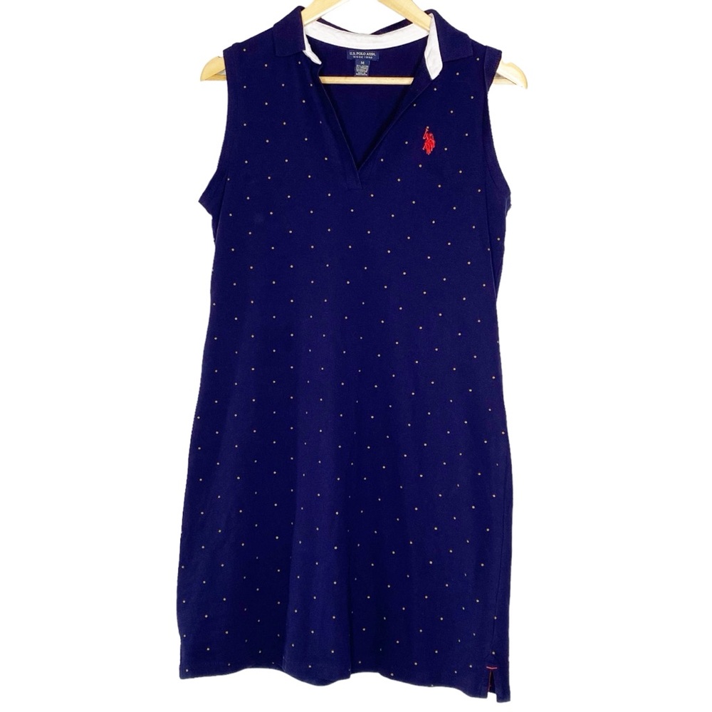 US Polo Assn Sleeveless Dot Dress Blue Size Medium